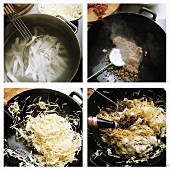 Preparing Asian pan-cooked mince dish