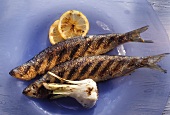 Two Whole Grilled Herring with Garlic and Lemon