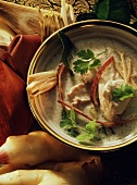 Chicken Soup with Ginger and Coconut Milk; Parsley