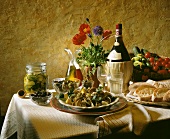 Italienische Vorspeisen (marinierte Muscheln,eingel.Zucchini)