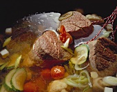 Clear Soup with boiled Fillet of Beef and Vegetables
