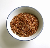 Red rice in enamel dish