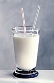 A Glass of Milk with Two Straws