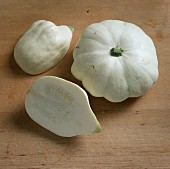 One Whole White Squash; One Cut in Half