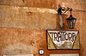 Sign over entrance to an Italian Trattoria