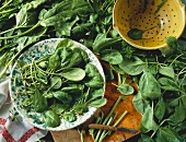 Several Spinach Leaves in a Bowl