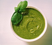 A small bowl of fresh pesto