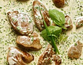 Chicken livers with herb sauce