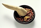 Chili Pepper Mixture with Mortar and Pestle