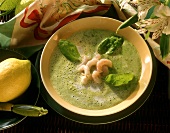 Spinach Soup with Shrimp and Lemon