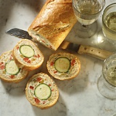French Bread filled with Zucchini and Cheese-Bell Pepper Mousse