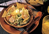 Mexican Salad with Tortilla Chips and Shrimp