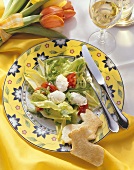Poached Eggs on Salad; Bunny Toast Cut Outs
