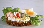 Whole Grain Bread with Cottage Cheese and Vegetables