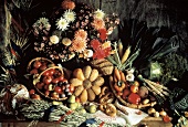 Autumn Still Life with Fruit and Vegetables; Flowers