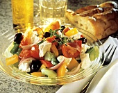 Greek Salad with Colorful Vegetables and Feta