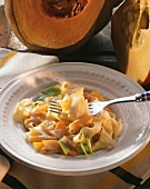 Tagliatelle alla zucca (ribbon pasta with pumpkin, Italy)
