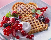 Heart-Shaped Waffles with Assorted Berries