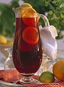 A Cold Pitcher of Sangria with Lemon Slices