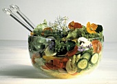 Fresh Green Salad with Vegetbles; Nasturtiums