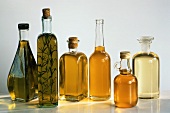 Many Assorted Oils in Glass Bottles