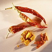 Assorted Dried Chili Peppers with Chili Powder