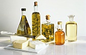 Assorted Fats and Assorted Oils in Bottles