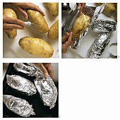 Preparing baked potatoes