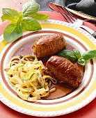 Two beef roulades & ribbon noodles with pine nuts & basil