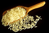A Wooden Scoop of Long Grain Rice