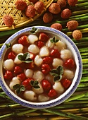 Crystal lychees (lychees and strawberries in agar-agar)