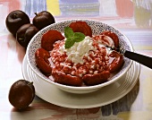 Cottage cheese with plum compote