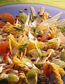 Fusilli & fennel salad with chicory, grapefruit, grapes, cheese