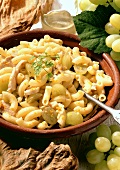 Pasta salad with chicken and grapes