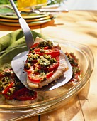 Baked turbot fillet with tomatoes and herb crust
