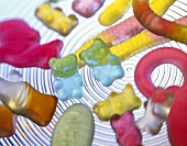 Colourful gummi bears and fruit gums