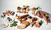 Many different types of sausage