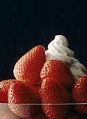 Dessert of Fresh Strawberries with Whipped Cream