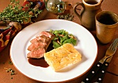 Lamb fillet with potato gratin and green beans