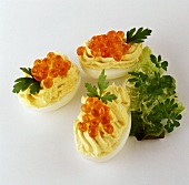 Stuffed eggs with caviare