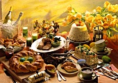 Easter buffet with sweet & savoury dishes, coffee, champagne