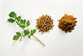 Coriander leaves & seeds and ground coriander