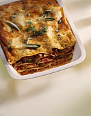 Lasagne with mince, tomatoes, courgettes and aubergines