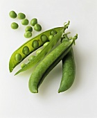 Peas and pea pods, whole and opened