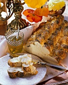 Challah (Israeli feast-day bread) with cottage cheese & honey 
