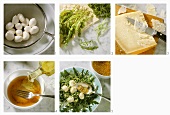 Mozzarellasalat mit Rucola, Kresse etc. zubereiten