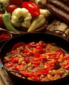 Hungarian lecso (braised pepper casserole) in the pot
