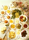 Mixed pickles & pickled vegetables with party decorations