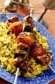 Tandoori chicken kebabs on Basmati rice