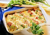 Baked celery with ham